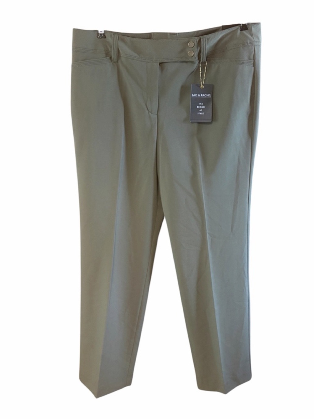 Zac & Rachel Stretch Straight Leg Trousers In Leaf Green NWT